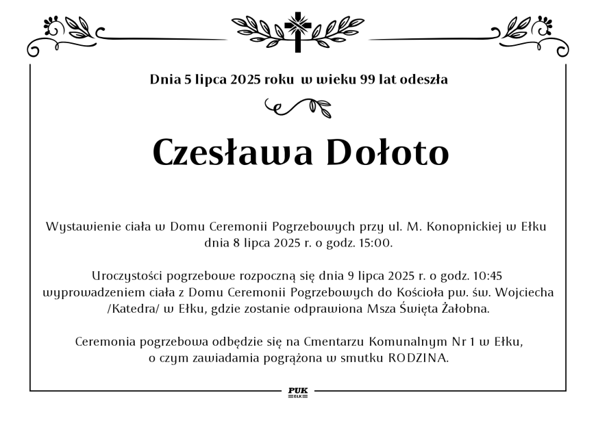 Czesława Dołoto - nekrolog